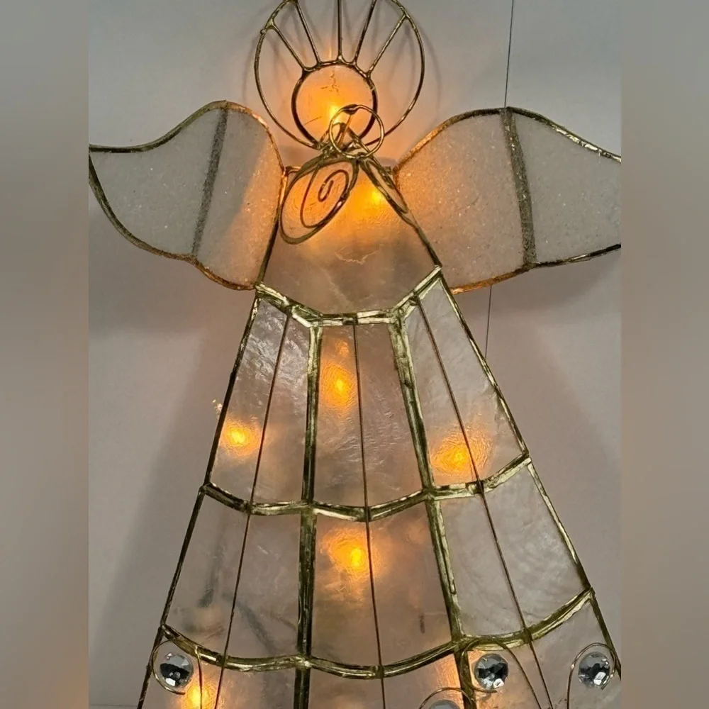 Vintage Capiz Shell Angel Tree Topper Lights Up By Kurt Adler - In Box